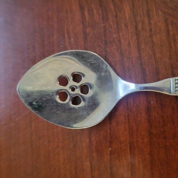 Oneida Community Stainless Slotted Serving Spoon With Floral Handle Design - Picture 3 of 4